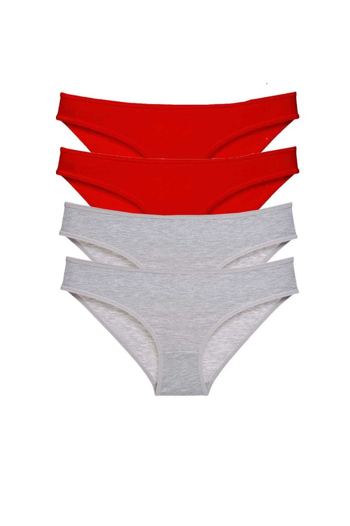 4 adet Eko Set Likralı Kadın Slip Külot Kırmızı Gri - Just Cheap Store Görsel 5
