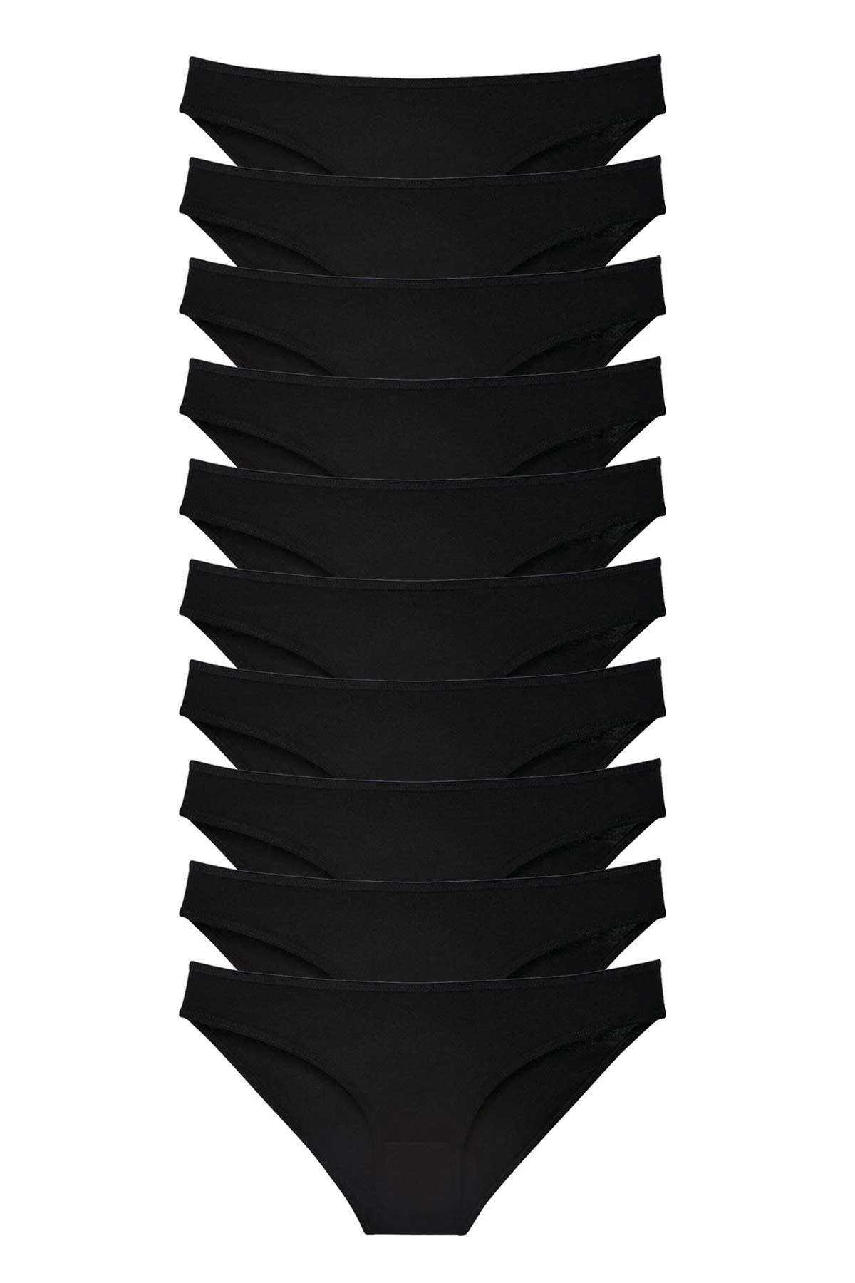 10 adet Süper Eko Set Likralı Kadın Slip Külot Siyah - Just Cheap Store Görsel 4