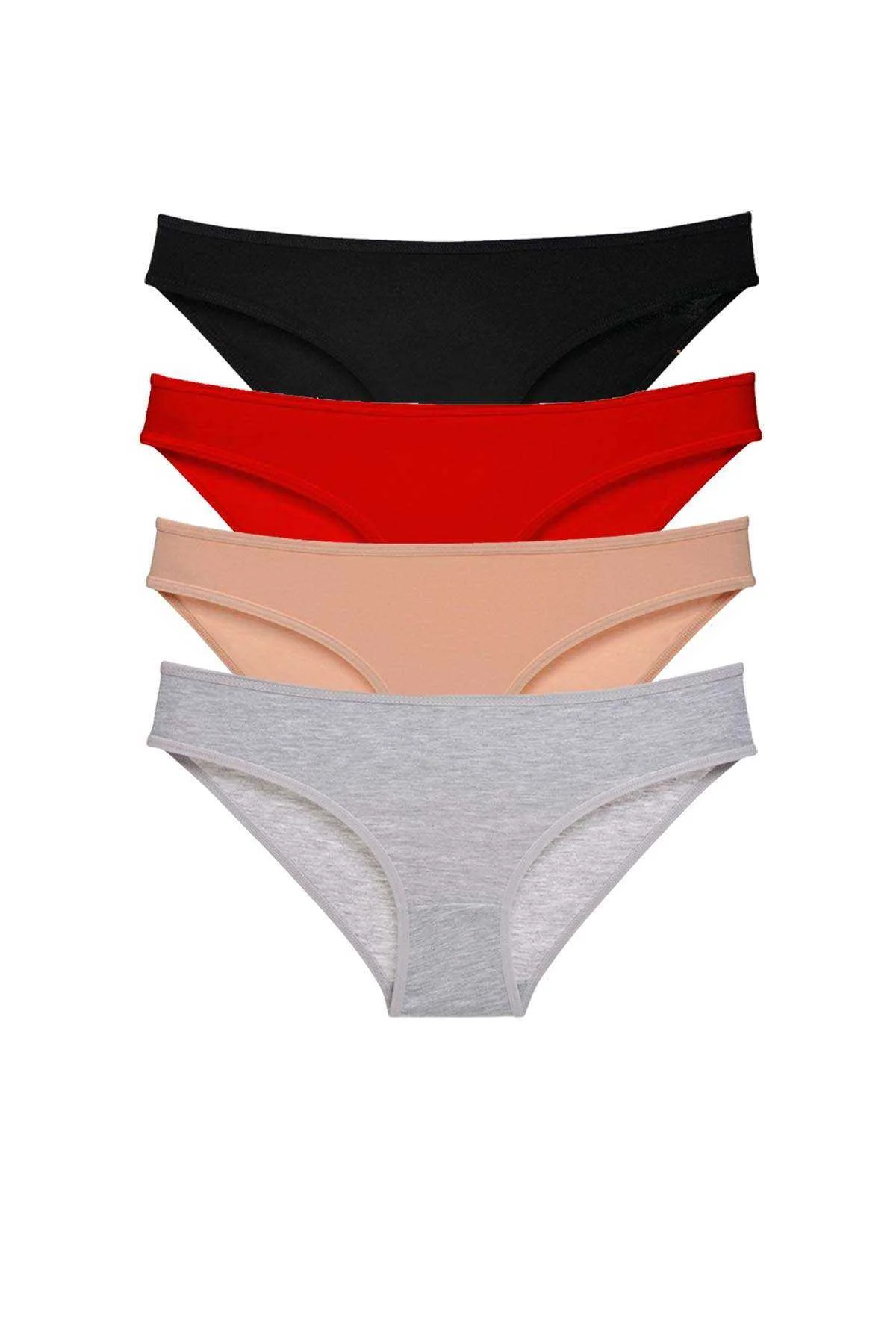 4 adet Süper Eko Set Likralı Kadın Slip Külot Siyah Kırmızı Ten Gri - Just Cheap Store Görsel 2