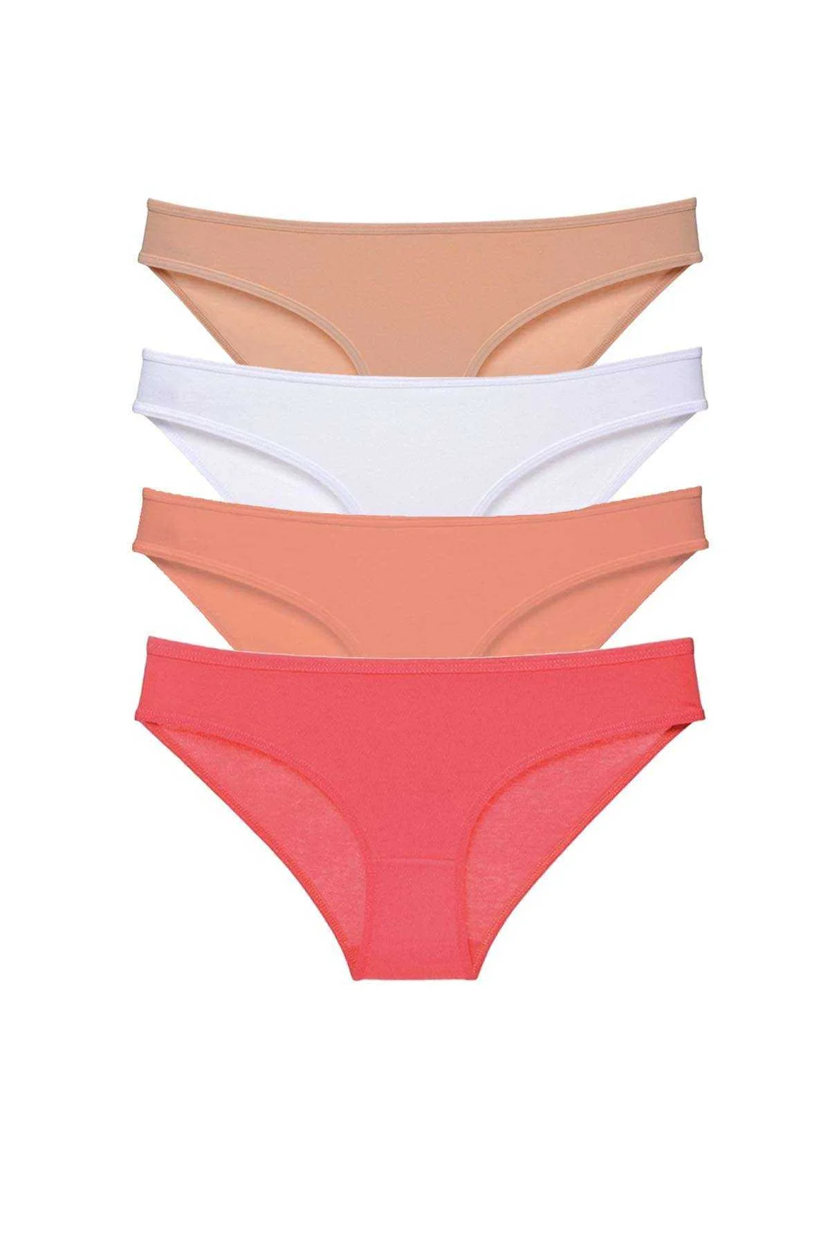 4 adet Süper Eko Set Likralı Kadın Slip Külot Ten Beyaz Pudra Fuşya - Just Cheap Store Görsel 2
