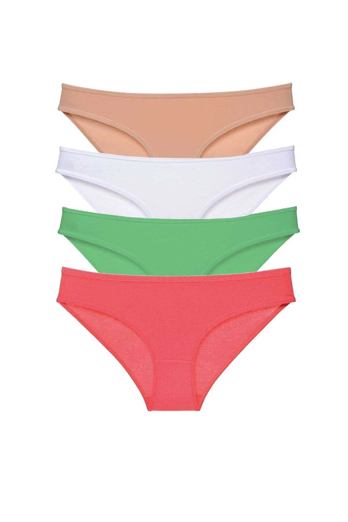 4 adet Süper Eko Set Likralı Kadın Slip Külot Ten Pudra Yeşil Fuşya - Just Cheap Store Görsel 2