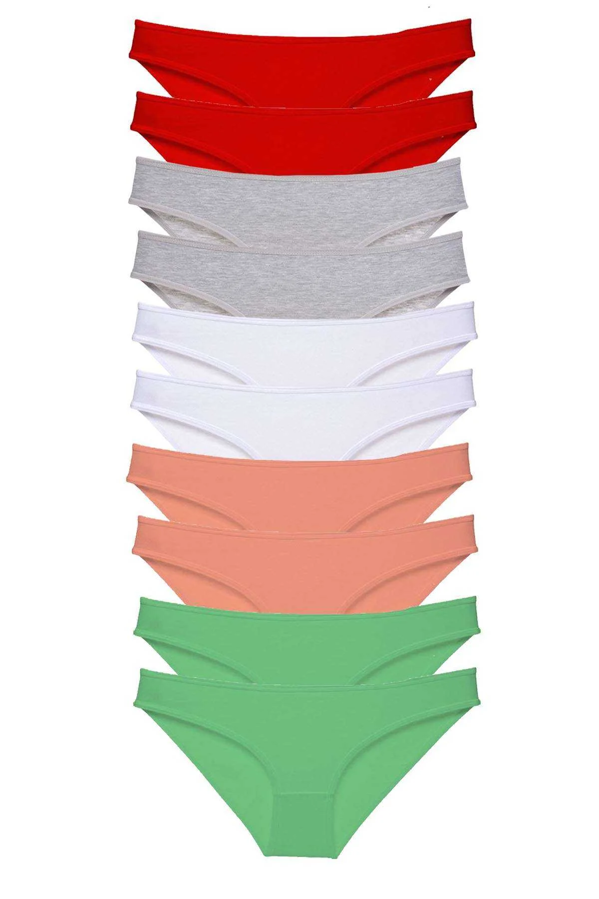 10 adet Süper Eko Set Likralı Kadın Slip Külot Kırmızı Gri Beyaz Pudra Yeşil - Just Cheap Store Görsel 2