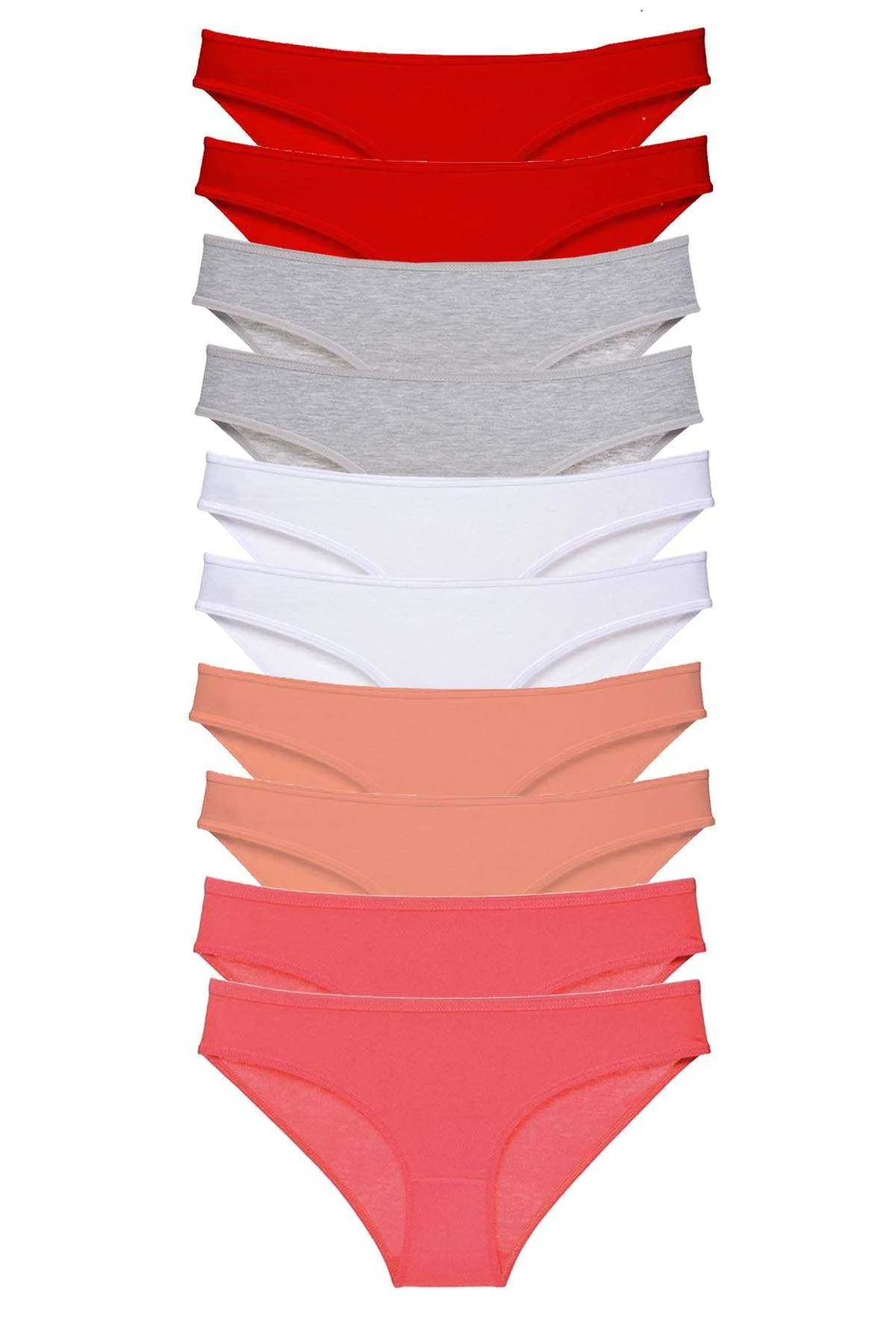 10 adet Süper Eko Set Likralı Kadın Slip Külot Kırmızı Gri Beyaz Pudra Fuşya - Just Cheap Store Görsel 2