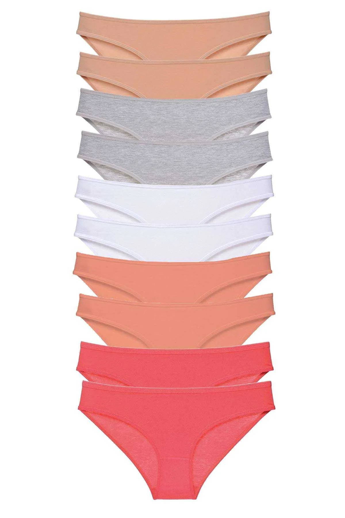 10 adet Süper Eko Set Likralı Kadın Slip Külot Ten Gri Beyaz Pudra Fuşya - Just Cheap Store Görsel 2
