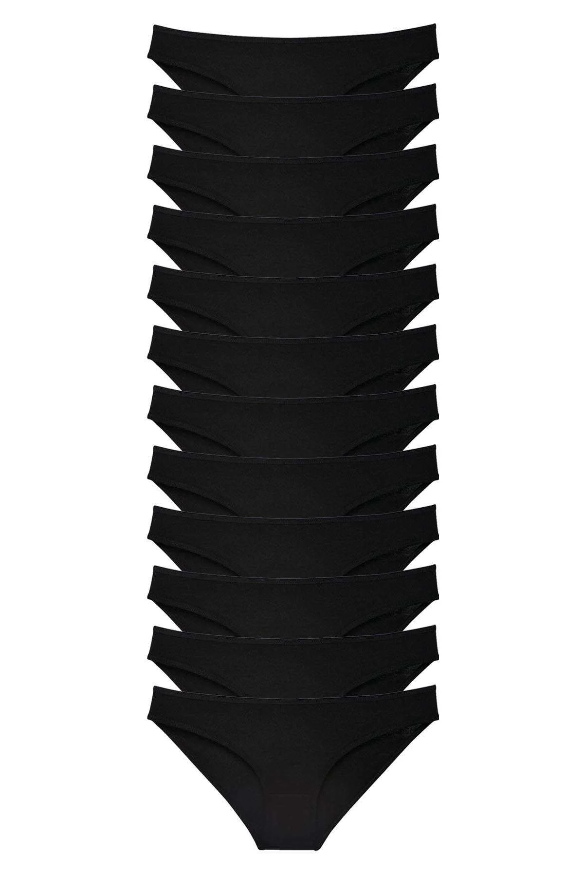 12 adet Süper Eko Set Likralı Kadın Slip Külot Siyah - Just Cheap Store Görsel 2