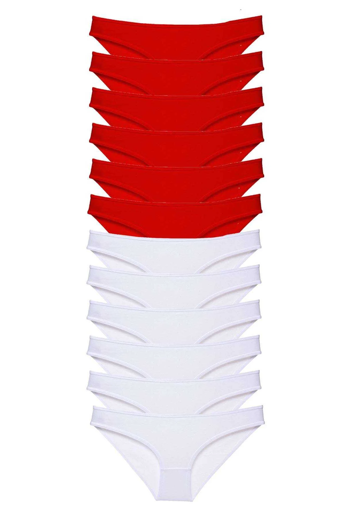 12 adet Süper Eko Set Likralı Kadın Slip Külot Kırmızı Beyaz - Just Cheap Store Görsel 2