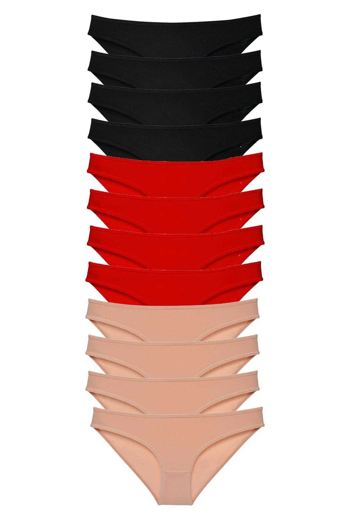 12 adet Süper Eko Set Likralı Kadın Slip Külot Siyah Kırmızı Ten - Just Cheap Store Görsel 2