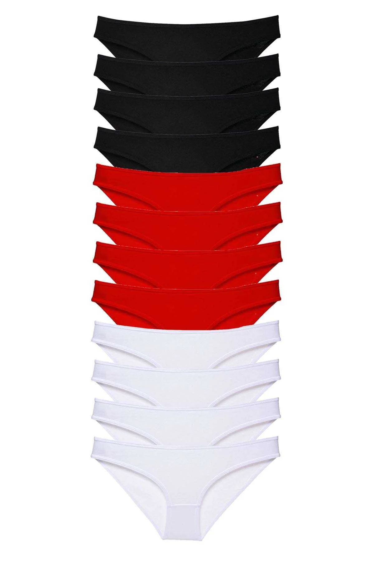 12 adet Süper Eko Set Likralı Kadın Slip Külot Siyah Kırmızı Beyaz - Just Cheap Store Görsel 2