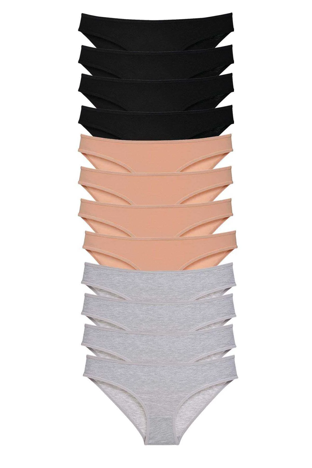 12 adet Süper Eko Set Likralı Kadın Slip Külot Siyah Ten Gri - Just Cheap Store Görsel 2