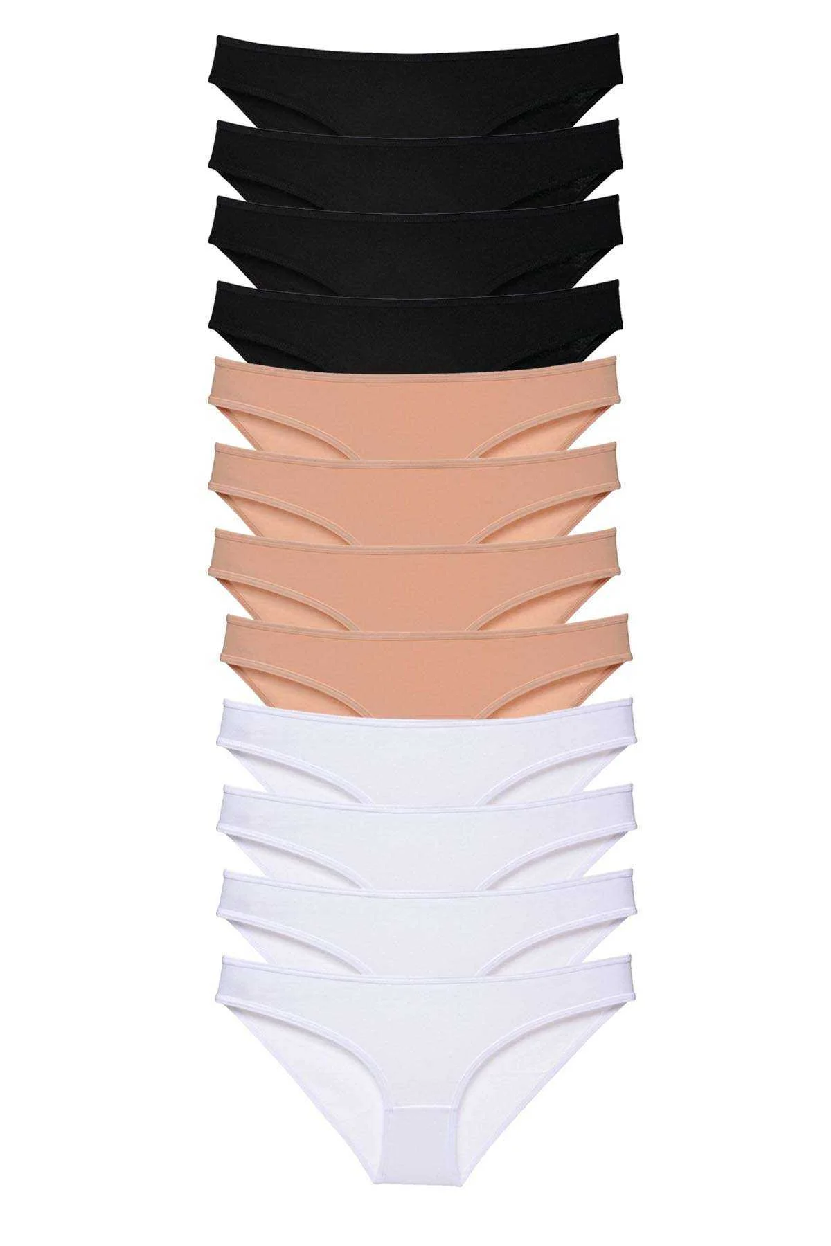 12 adet Süper Eko Set Likralı Kadın Slip Külot Siyah Ten Beyaz - Just Cheap Store Görsel 2