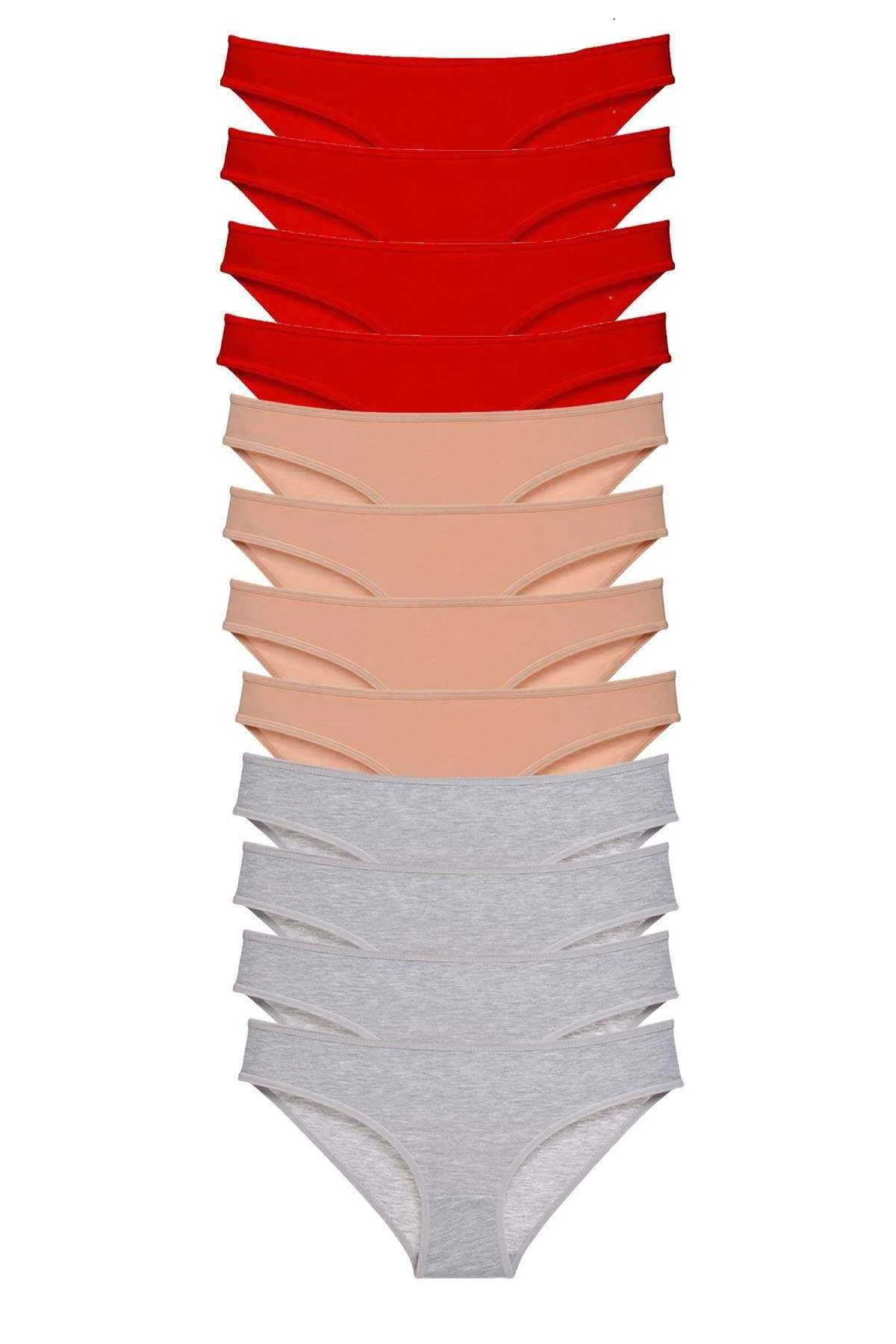 12 adet Eko Set Likralı Kadın Slip Külot Kırmızı Ten Gri - Just Cheap Store Görsel 2