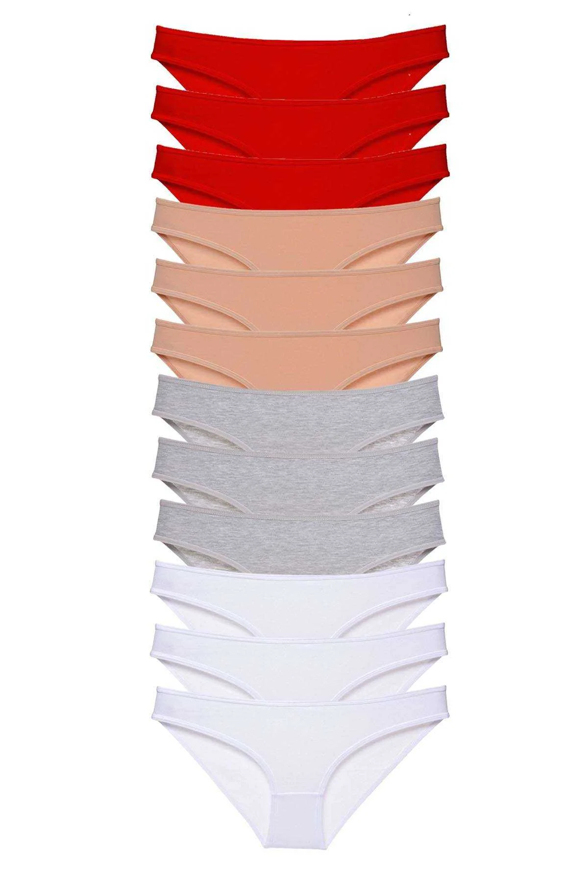 12 adet Süper Eko Set Likralı Kadın Slip Külot Kırmızı Ten Gri Beyaz - Just Cheap Store Görsel 2