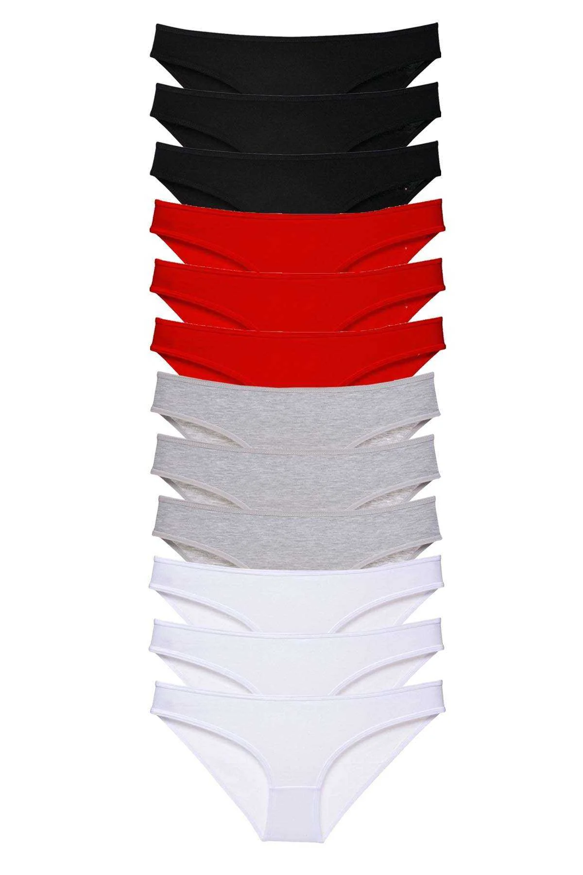 12 adet Süper Eko Set Likralı Kadın Slip Külot Siyah Kırmızı Gri Beyaz - Just Cheap Store Görsel 2