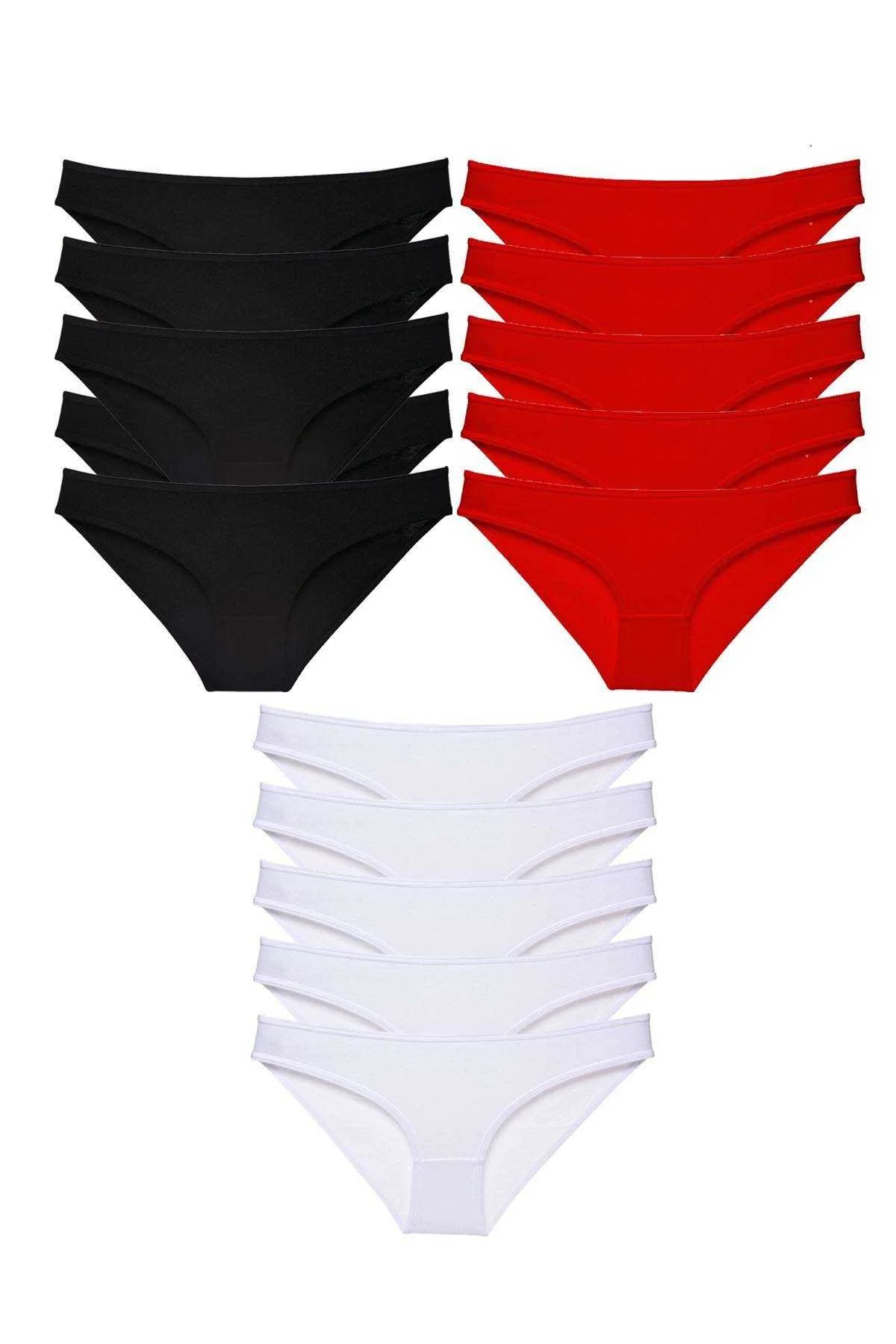 15 adet Süper Eko Set Likralı Kadın Slip Külot Siyah Kırmızı Beyaz - Just Cheap Store Görsel 2