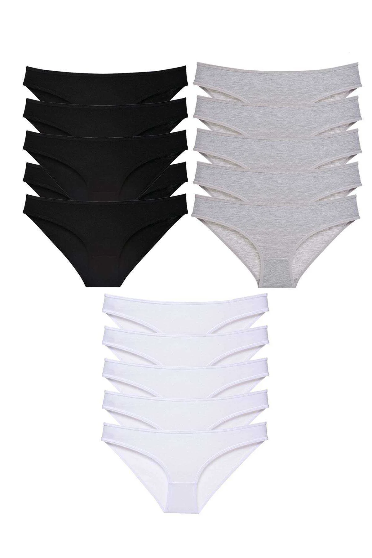 15 adet Süper Eko Set Likralı Kadın Slip Külot Siyah Gri Beyaz - Just Cheap Store Görsel 2