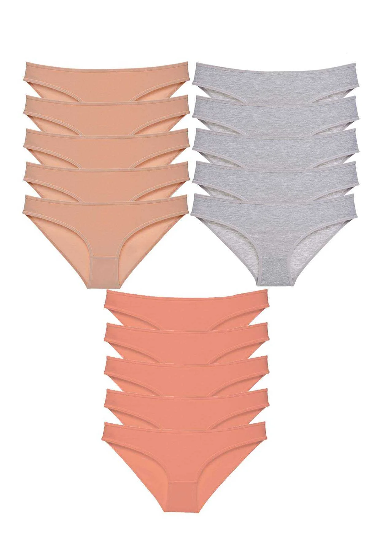 15 adet Süper Eko Set Likralı Kadın Slip Külot Ten Gri Pudra - Just Cheap Store Görsel 2