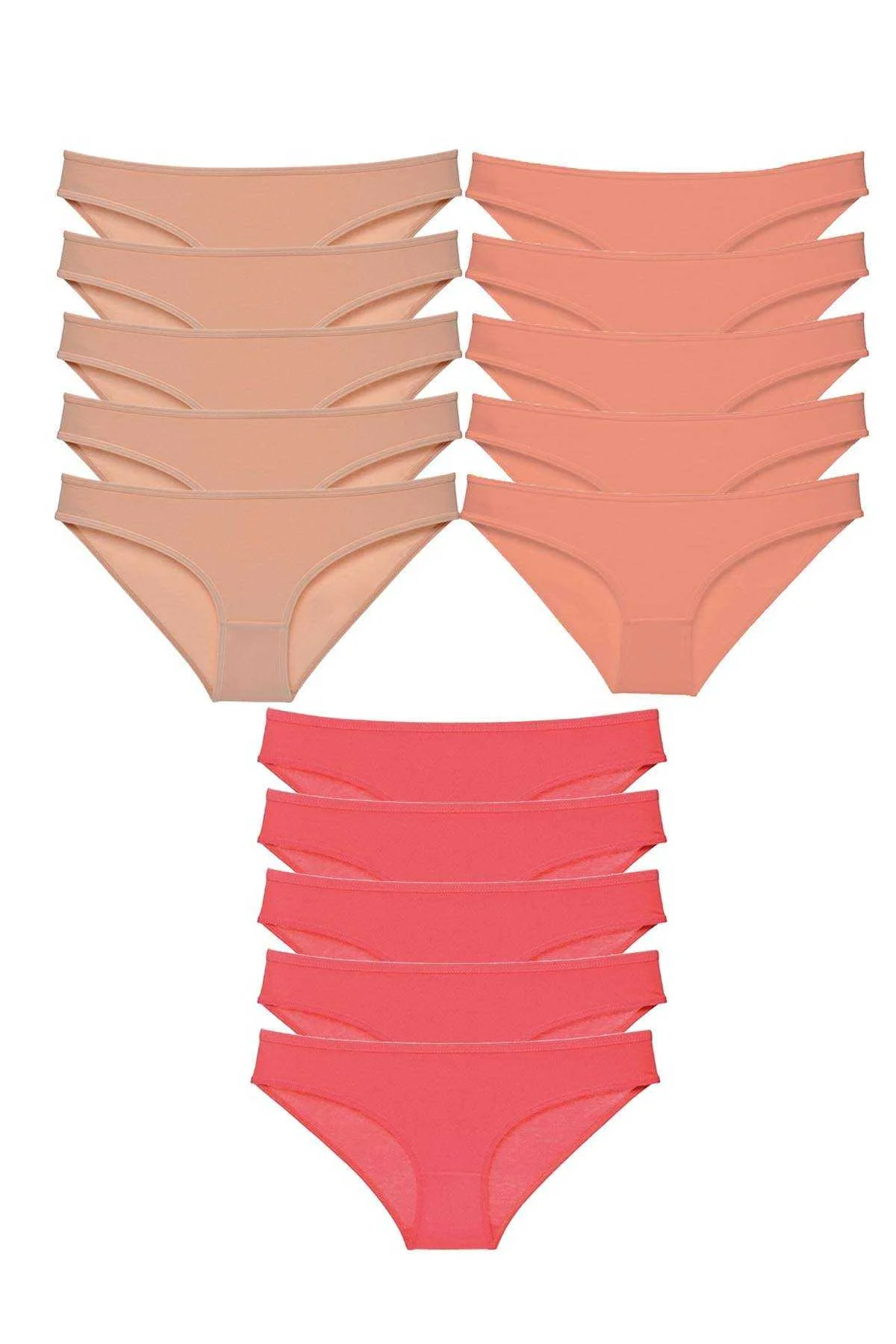 15 adet Süper Eko Set Likralı Kadın Slip Külot Ten Pudra Fuşya - Just Cheap Store Görsel 2