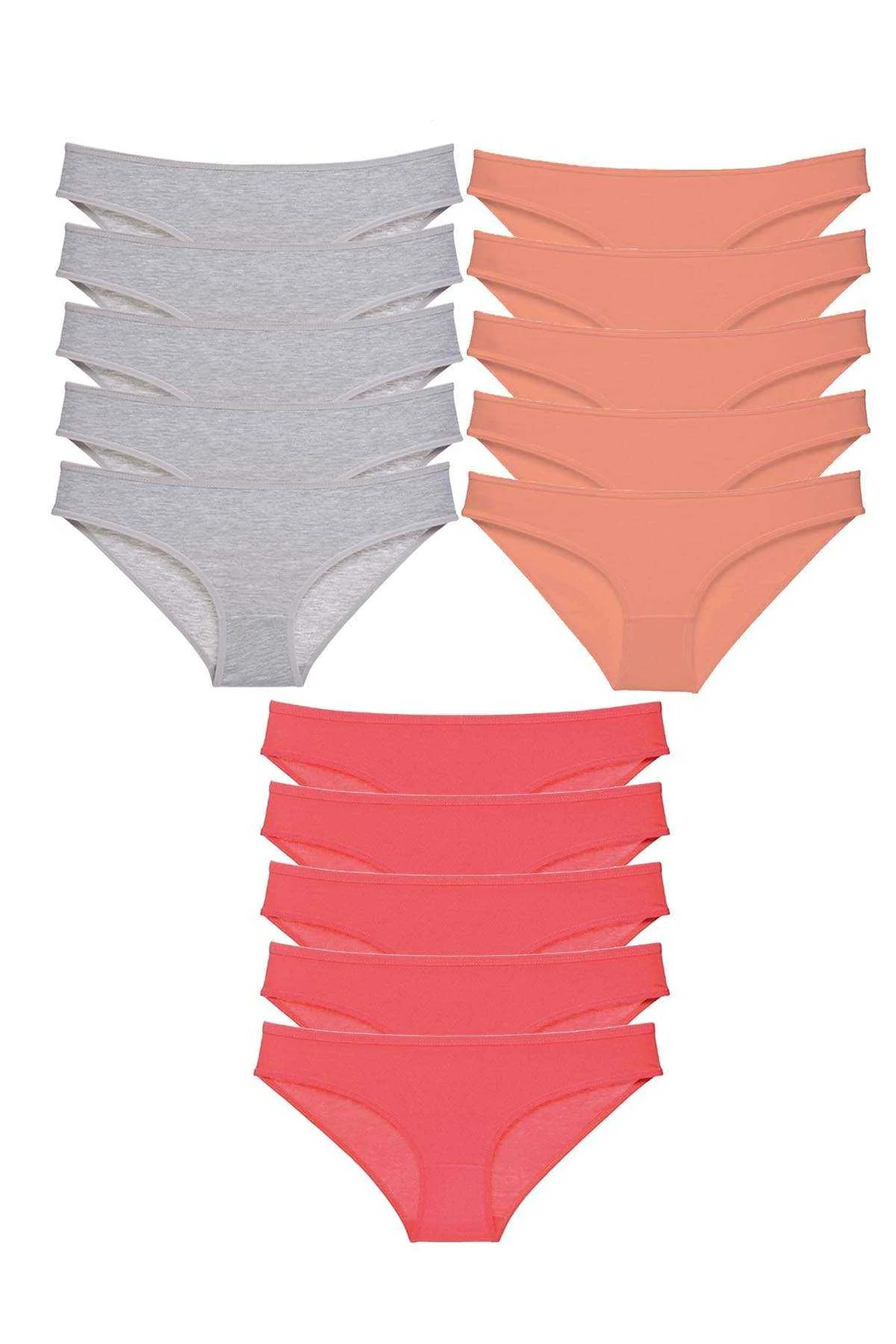15 adet Süper Eko Set Likralı Kadın Slip Külot Gri Pudra Fuşya - Just Cheap Store Görsel 2