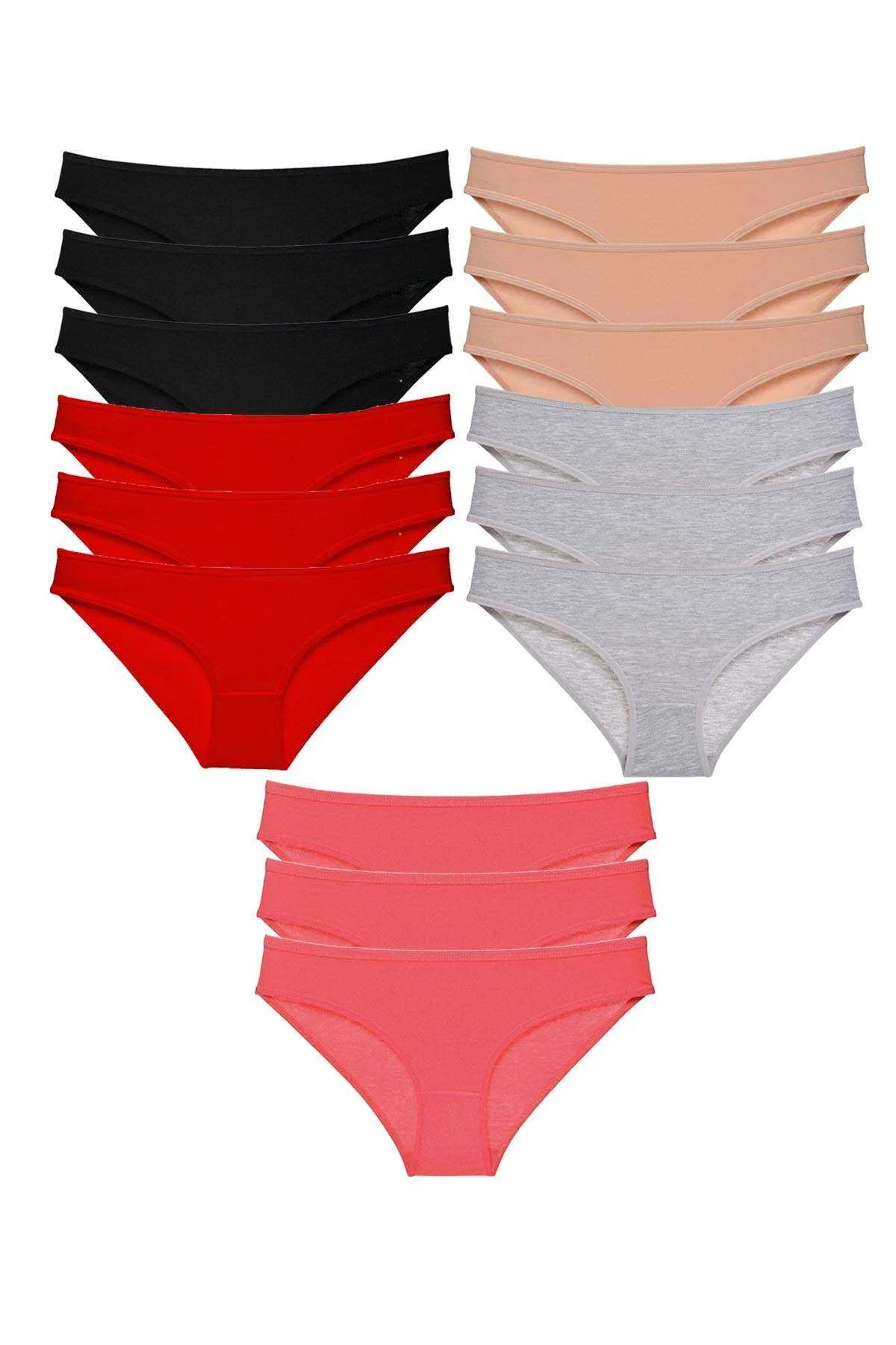 15 adet Süper Eko Set Likralı Kadın Slip Külot Siyah Kırmızı Ten Gri Fuşya - Just Cheap Store Görsel 2