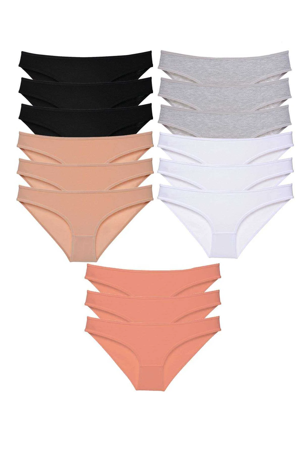 15 adet Süper Eko Set Likralı Kadın Slip Külot Siyah Ten Gri Beyaz Pudra - Just Cheap Store Görsel 2