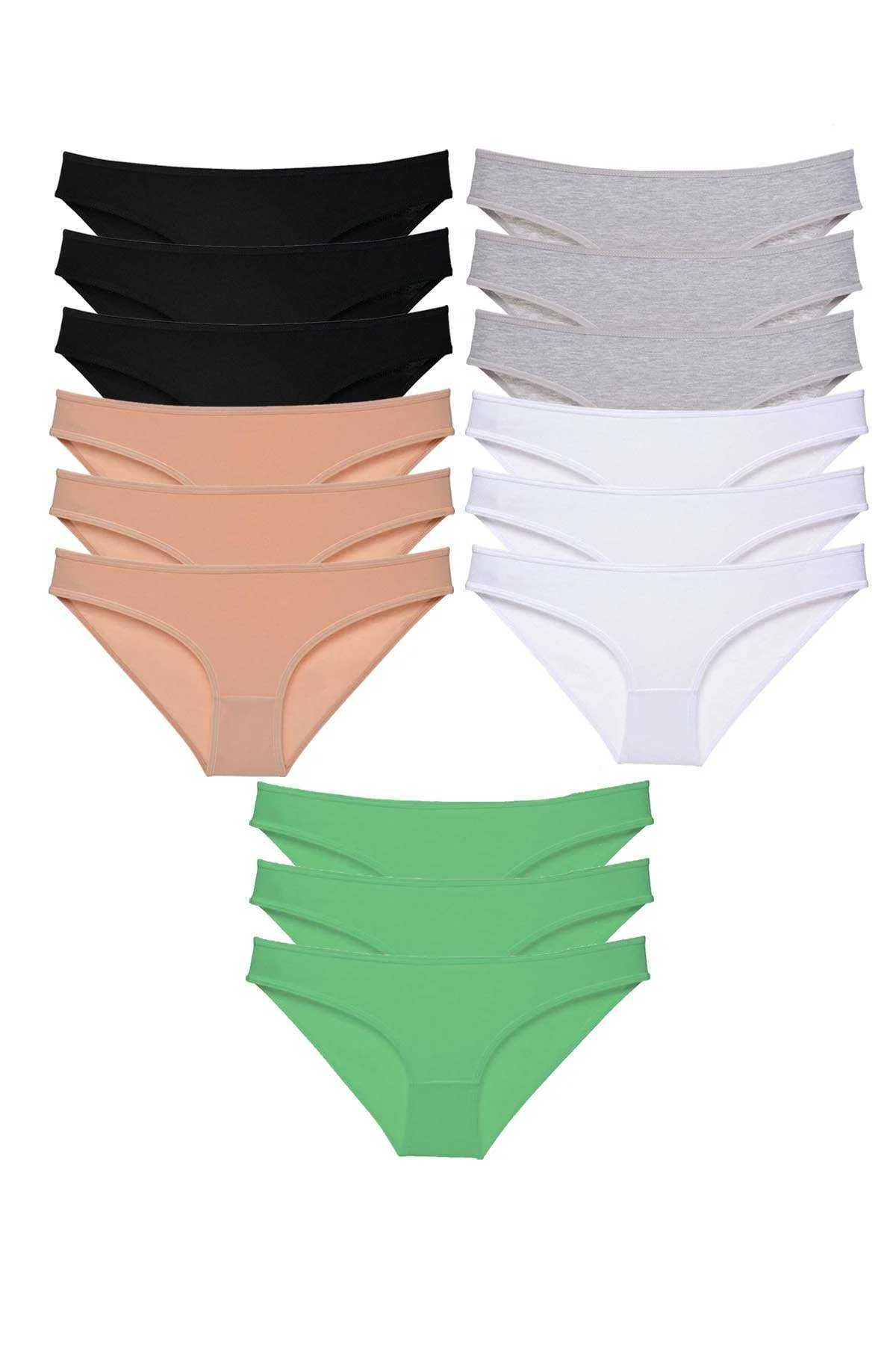 15 adet Süper Eko Set Likralı Kadın Slip Külot Siyah Ten Gri Beyaz Yeşil - Just Cheap Store Görsel 2
