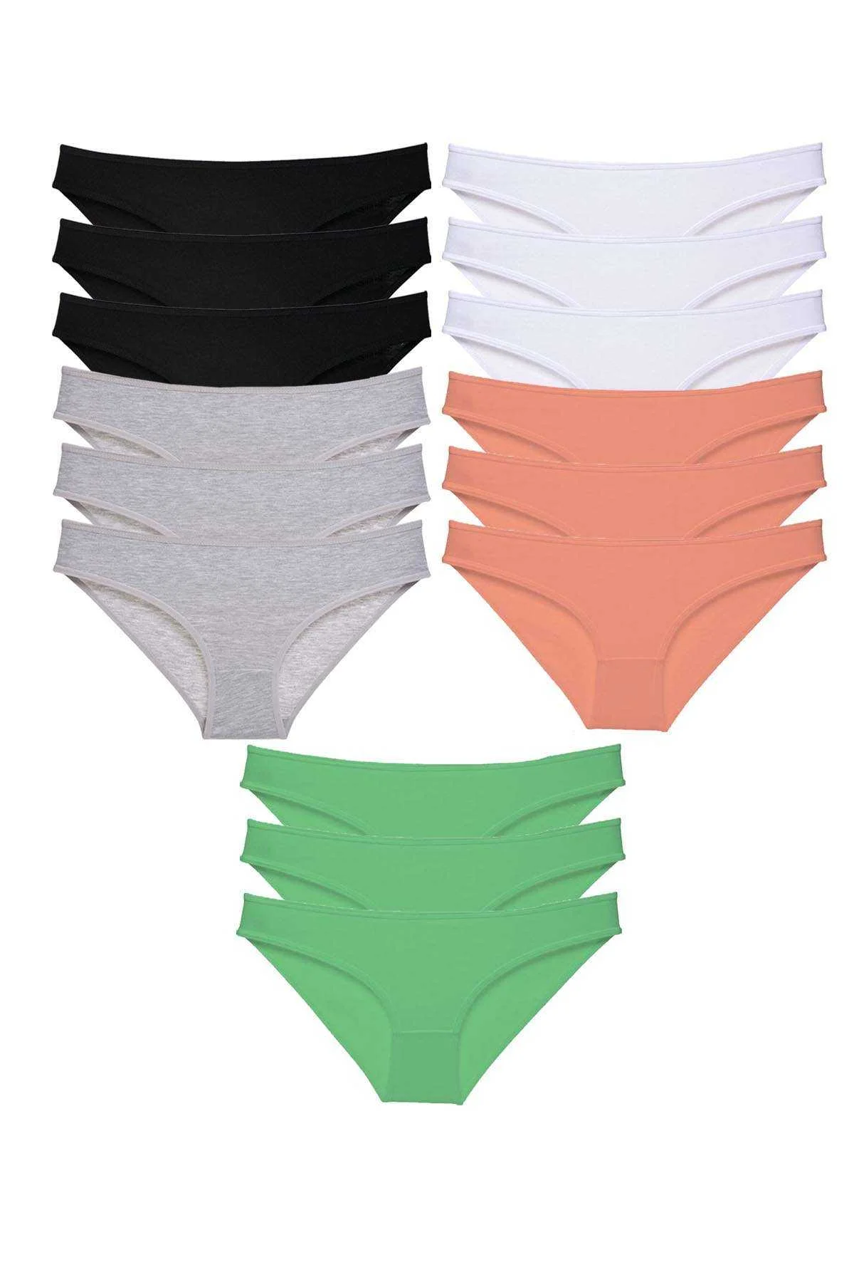 15 adet Süper Eko Set Likralı Kadın Slip Külot Siyah Gri Beyaz Pudra Yeşil - Just Cheap Store Görsel 2