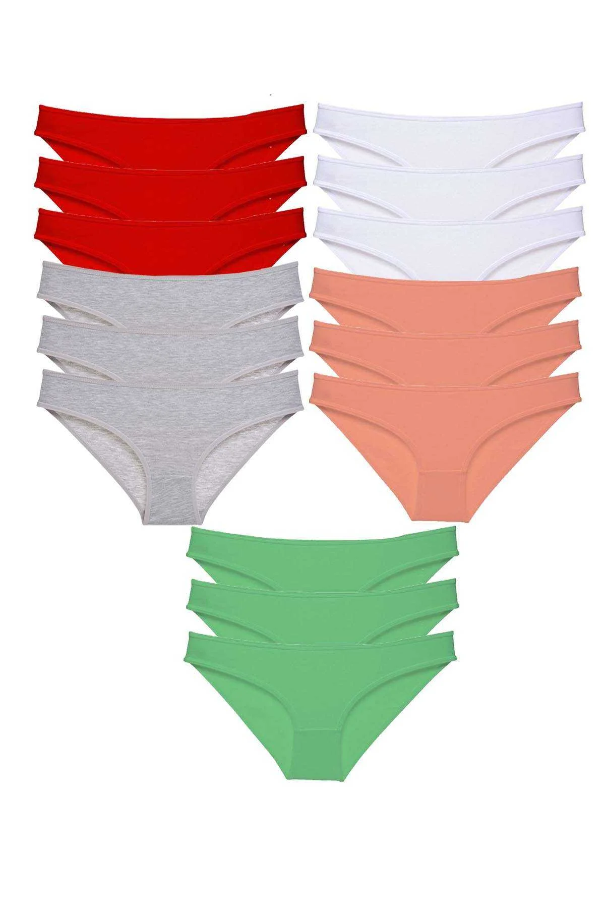 15 adet Süper Eko Set Likralı Kadın Slip Külot Kırmızı Gri Beyaz Pudra Yeşil - Just Cheap Store Görsel 2