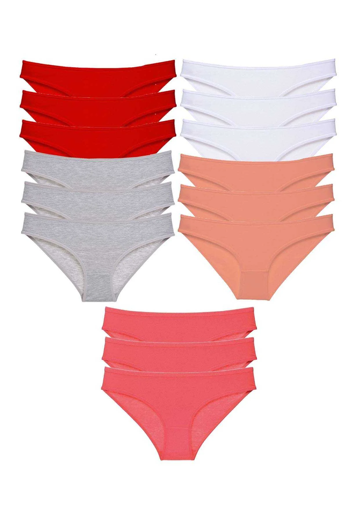 15 adet Süper Eko Set Likralı Kadın Slip Külot Kırmızı Gri Beyaz Pudra Fuşya - Just Cheap Store Görsel 2