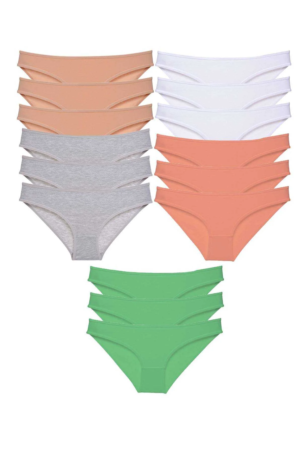 15 adet Süper Eko Set Likralı Kadın Slip Külot Ten Gri Beyaz Pudra Yeşil - Just Cheap Store Görsel 2