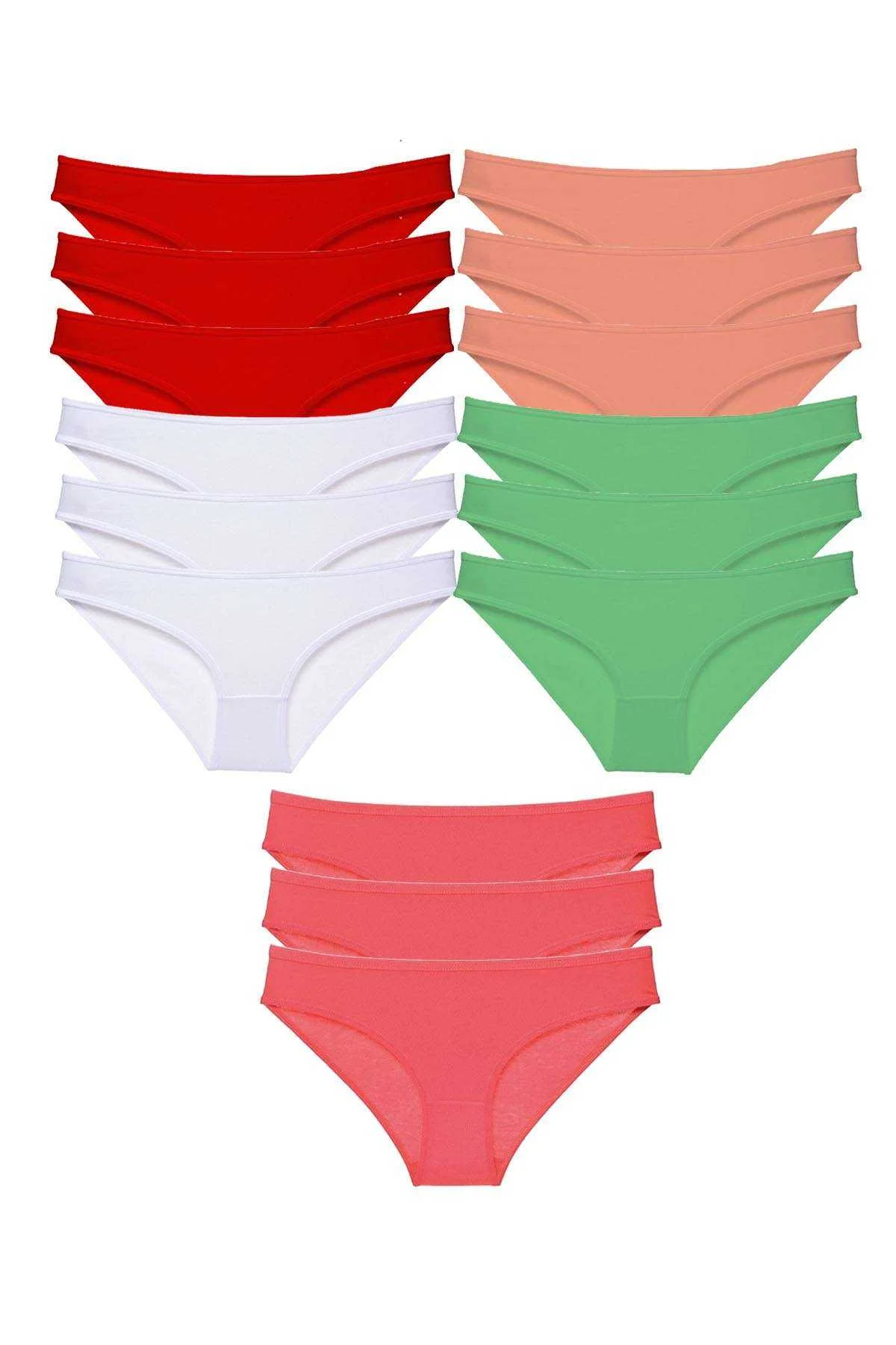 15 adet Süper Eko Set Likralı Kadın Slip Külot Ten Beyaz Pudra Yeşil Fuşya - Just Cheap Store Görsel 2