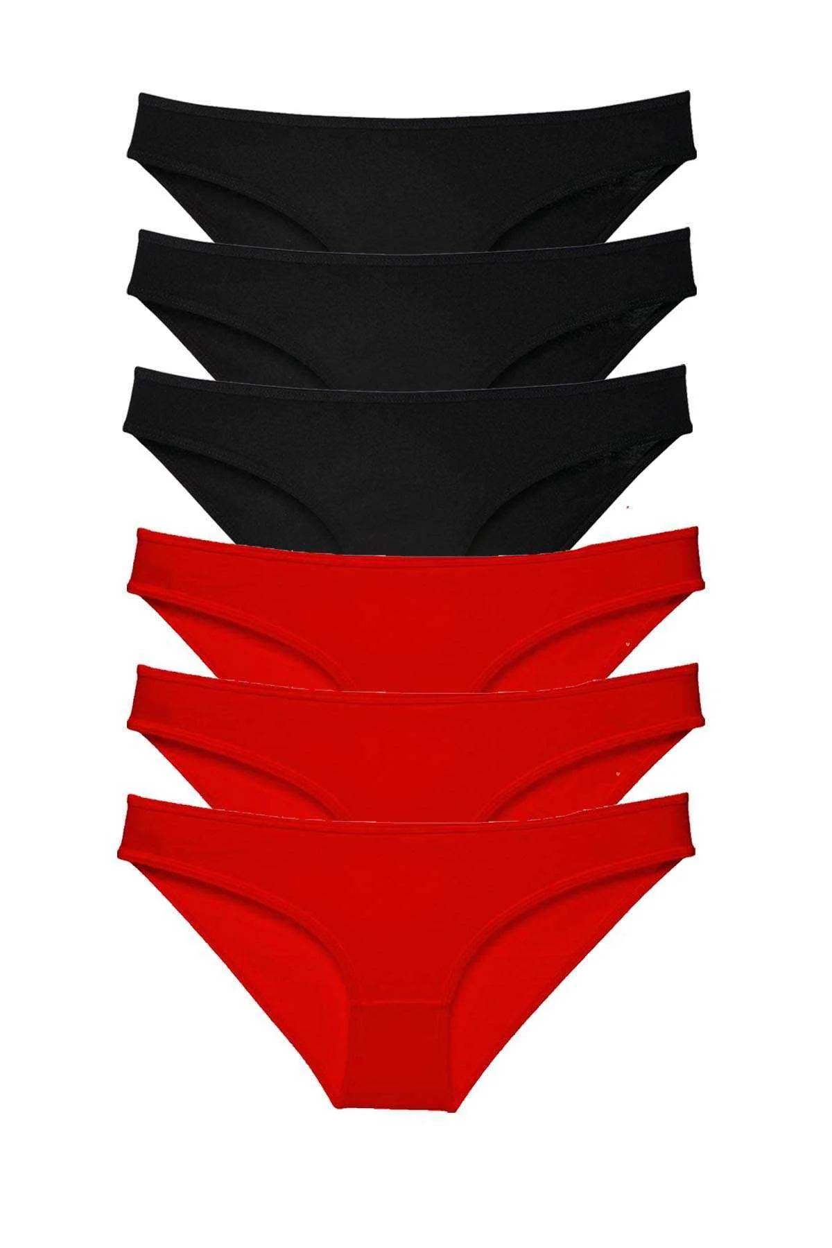 6 adet Süper Eko Set Likralı Kadın Slip Külot Siyah Kırmızı - Just Cheap Store Görsel 5