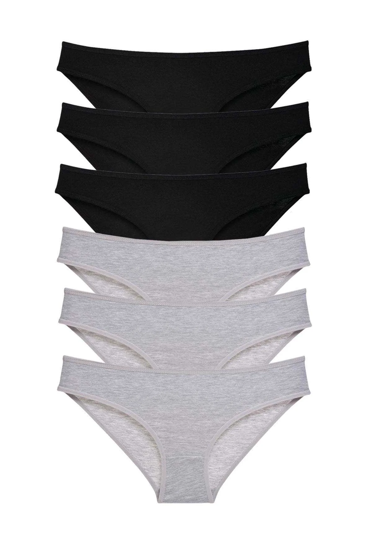 6 adet Süper Eko Set Likralı Kadın Slip Külot Siyah Gri - Just Cheap Store Görsel 2