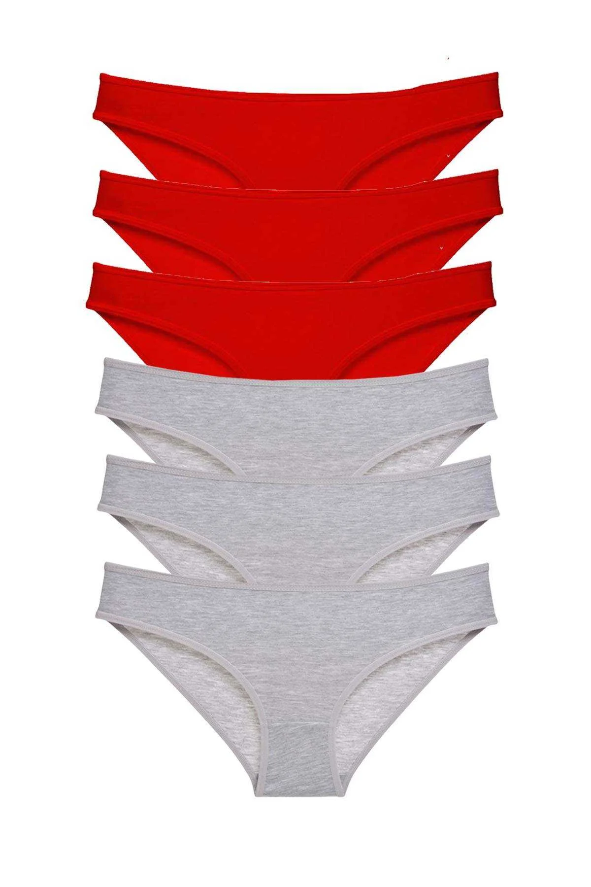 6 adet Eko Set Likralı Kadın Slip Külot Kırmızı Gri - Just Cheap Store Görsel 2