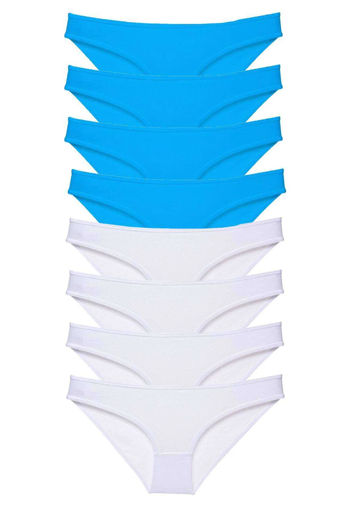 8 adet Süper Eko Set Likralı Kadın Slip Külot Beyaz ve Mavi - Just Cheap Store Görsel 2