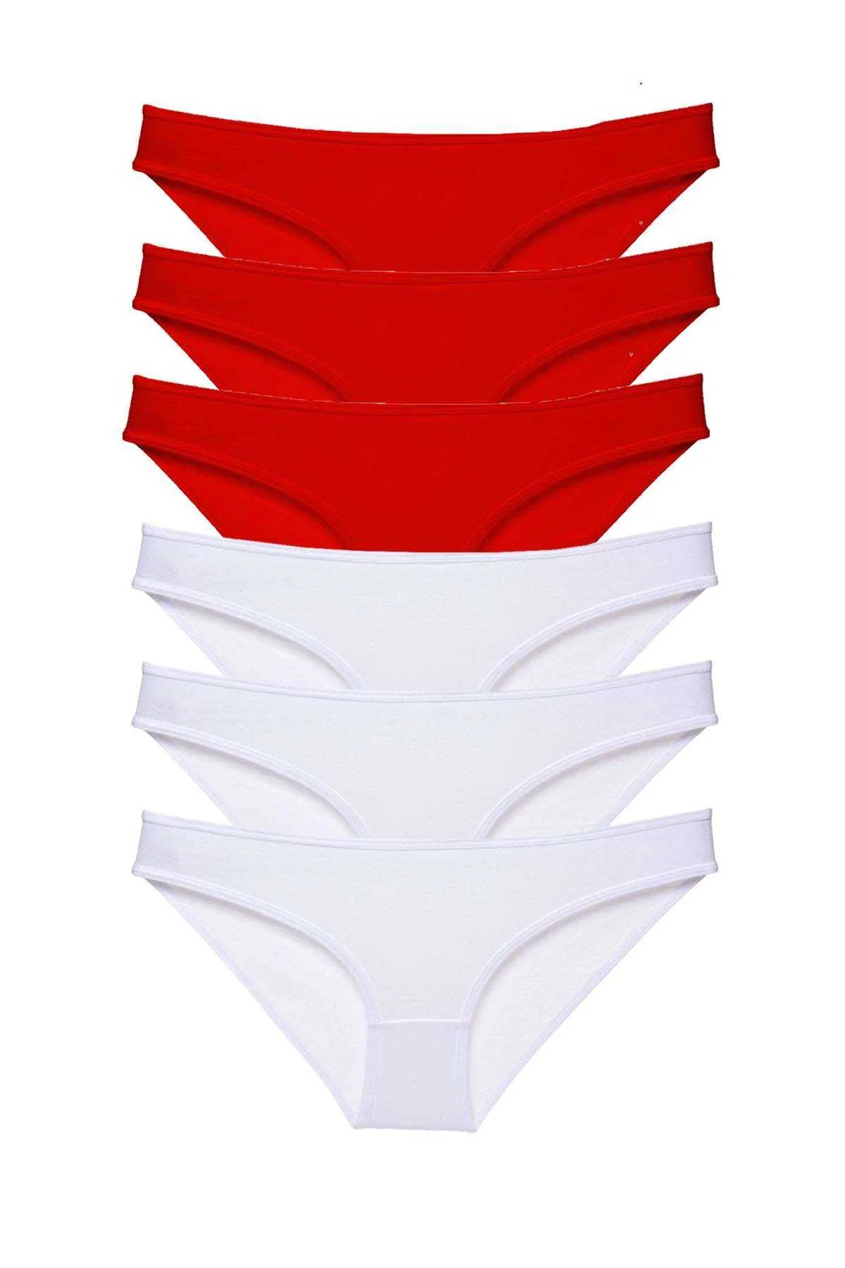 6 adet Süper Eko Set Likralı Kadın Slip Külot Kırmızı Beyaz - Just Cheap Store Görsel 5