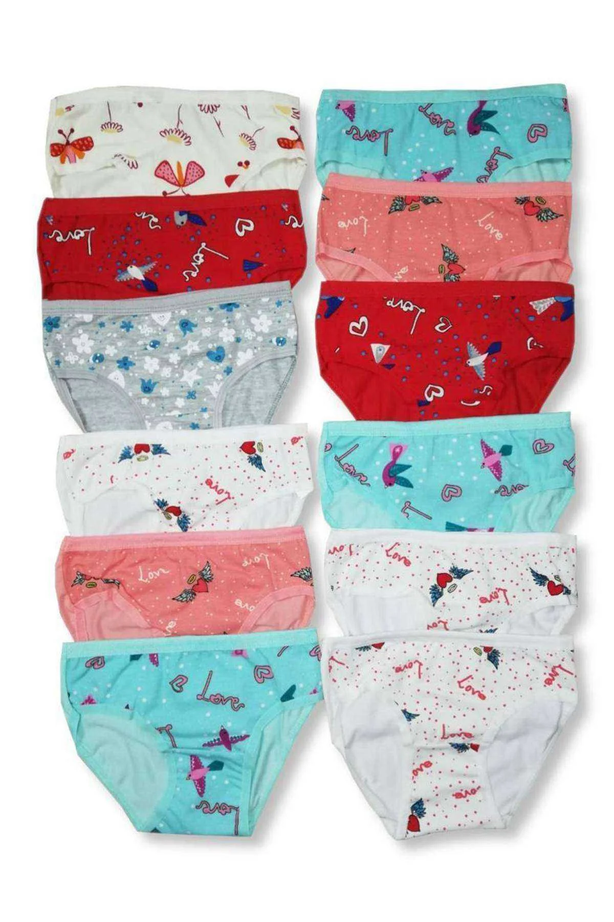 12 Adet Kız Çocuk Desenli Slip Külot - Just Cheap Store Görsel 2