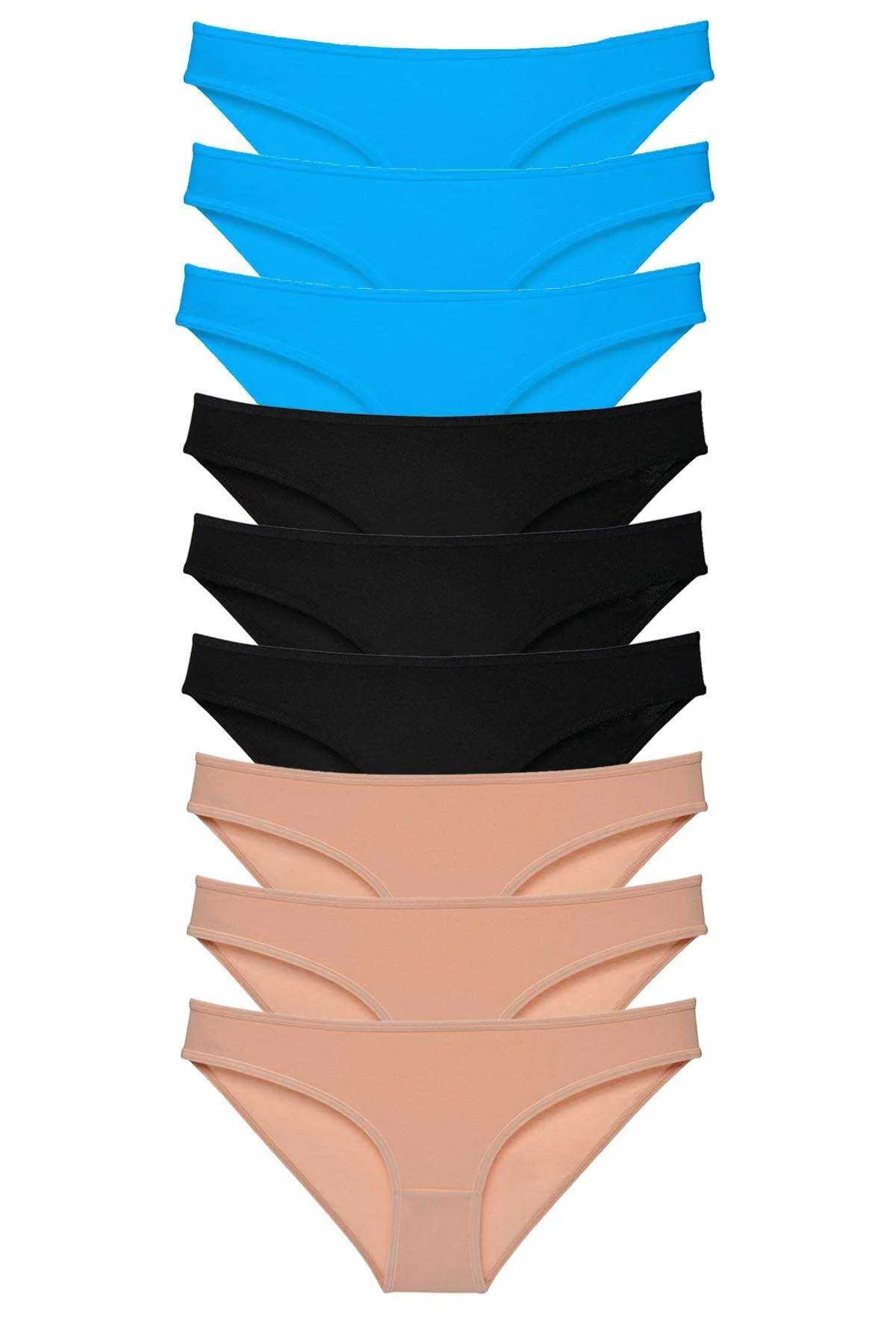 9 adet Süper Eko Set Likralı Kadın Slip Külot Siyah Ten Mavi - Just Cheap Store Görsel 2
