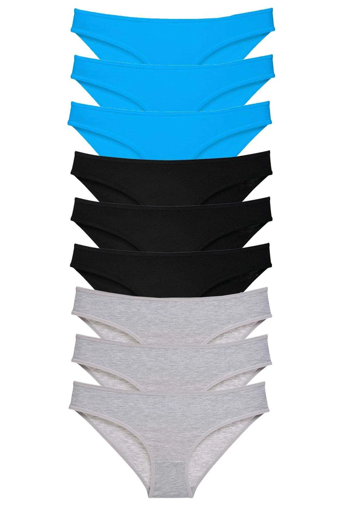 9 adet Süper Eko Set Likralı Kadın Slip Külot Siyah Gri Mavi - Just Cheap Store Görsel 2