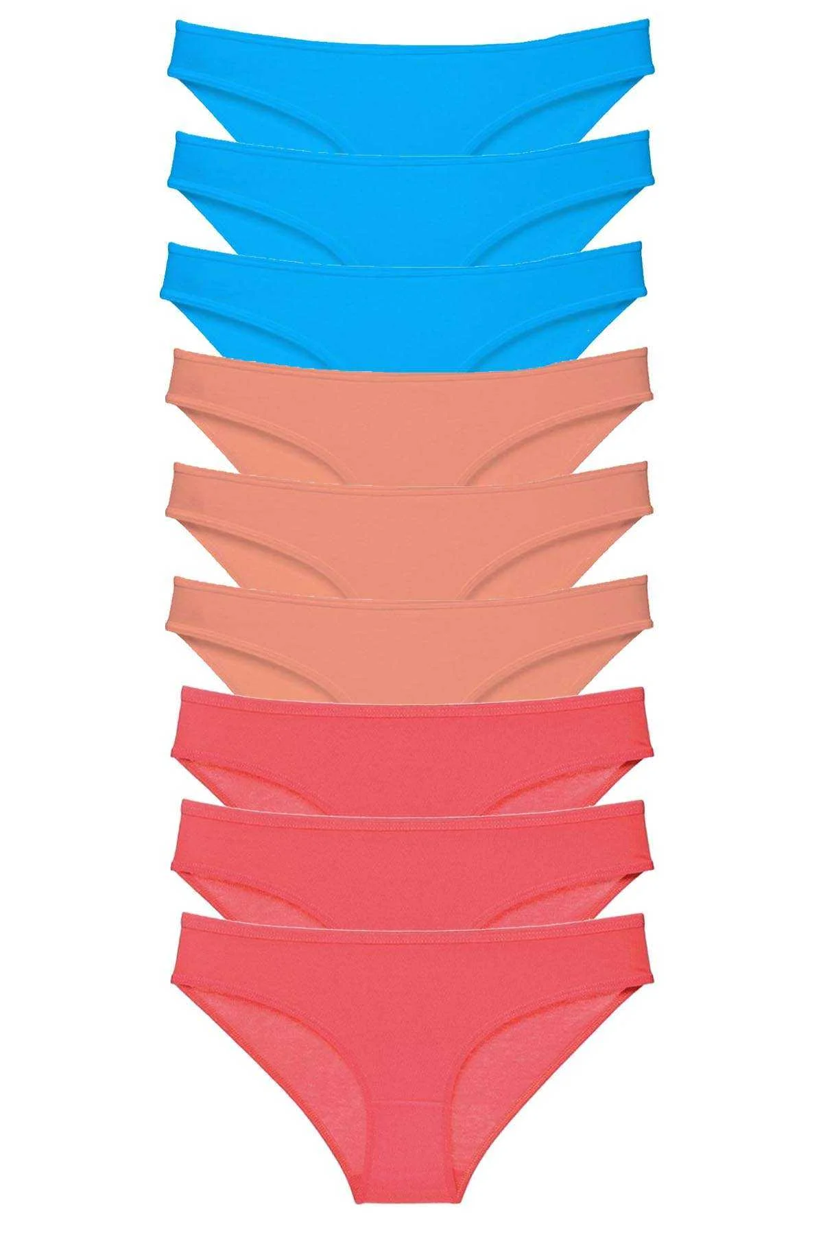 9 adet Süper Eko Set Likralı Kadın Slip Külot Pudra Fuşya Mavi - Just Cheap Store Görsel 2