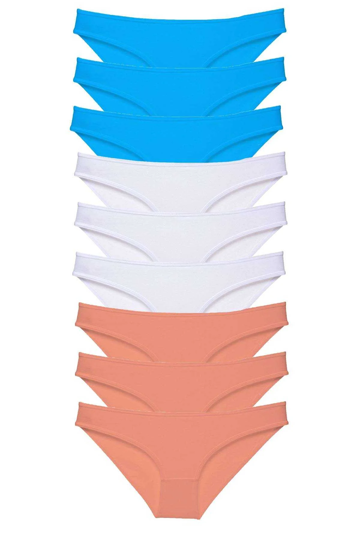 9 adet Süper Eko Set Likralı Kadın Slip Külot Pudra Beyaz Mavi - Just Cheap Store Görsel 2