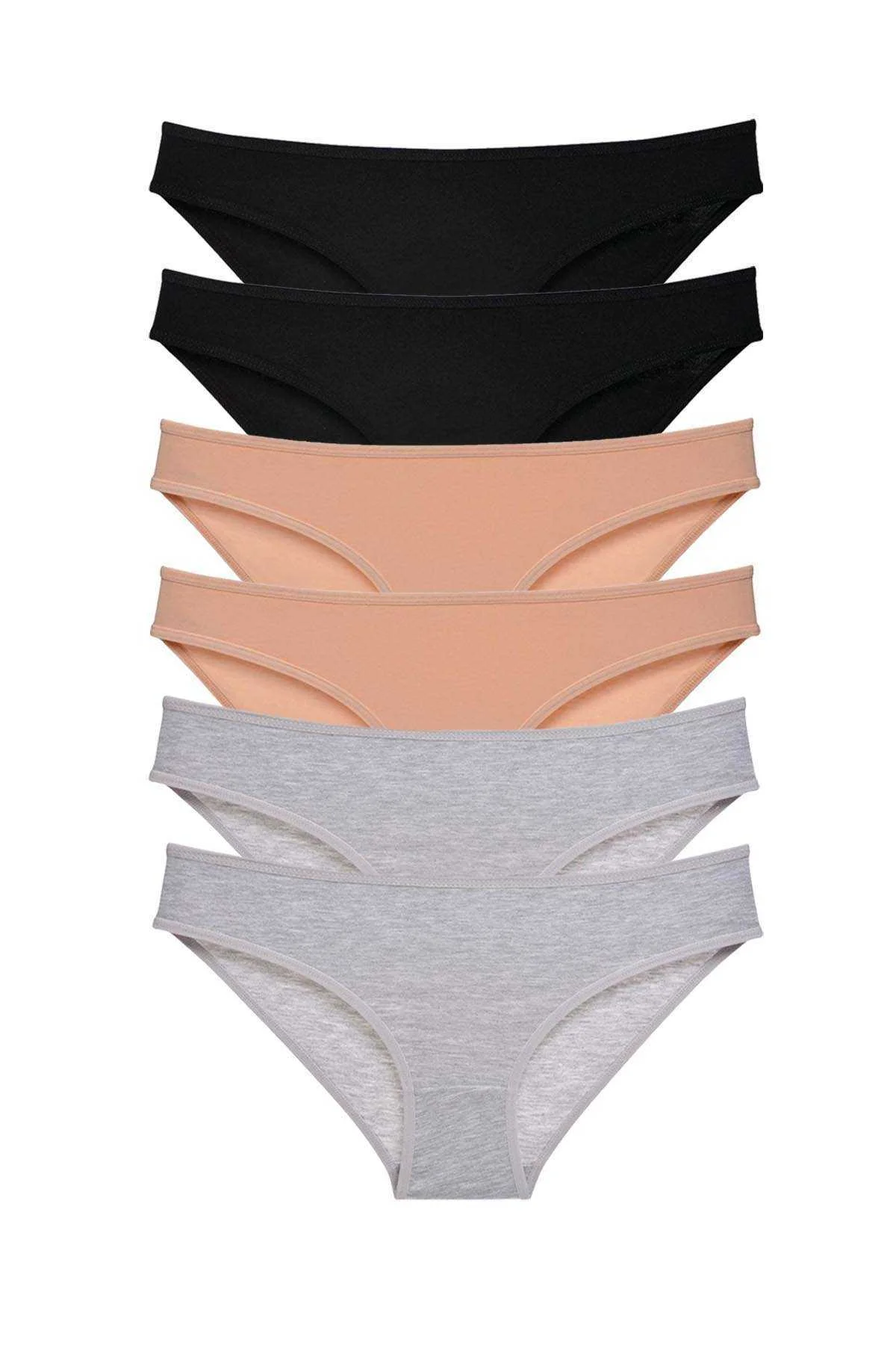 6 adet Süper Eko Set Likralı Kadın Slip Külot Siyah Ten Gri - Just Cheap Store Görsel 2