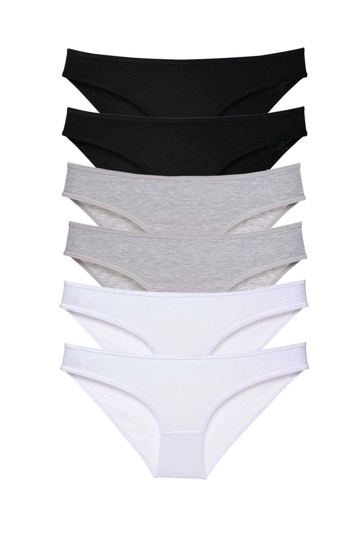 6 adet Süper Eko Set Likralı Kadın Slip Külot Siyah Gri Beyaz - Just Cheap Store Görsel 2