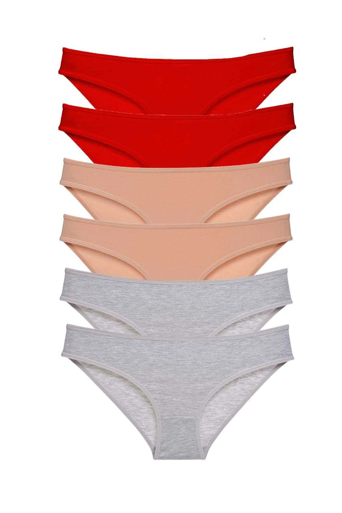 6 adet Eko Set Likralı Kadın Slip Külot Kırmızı Ten Gri - Just Cheap Store Görsel 2
