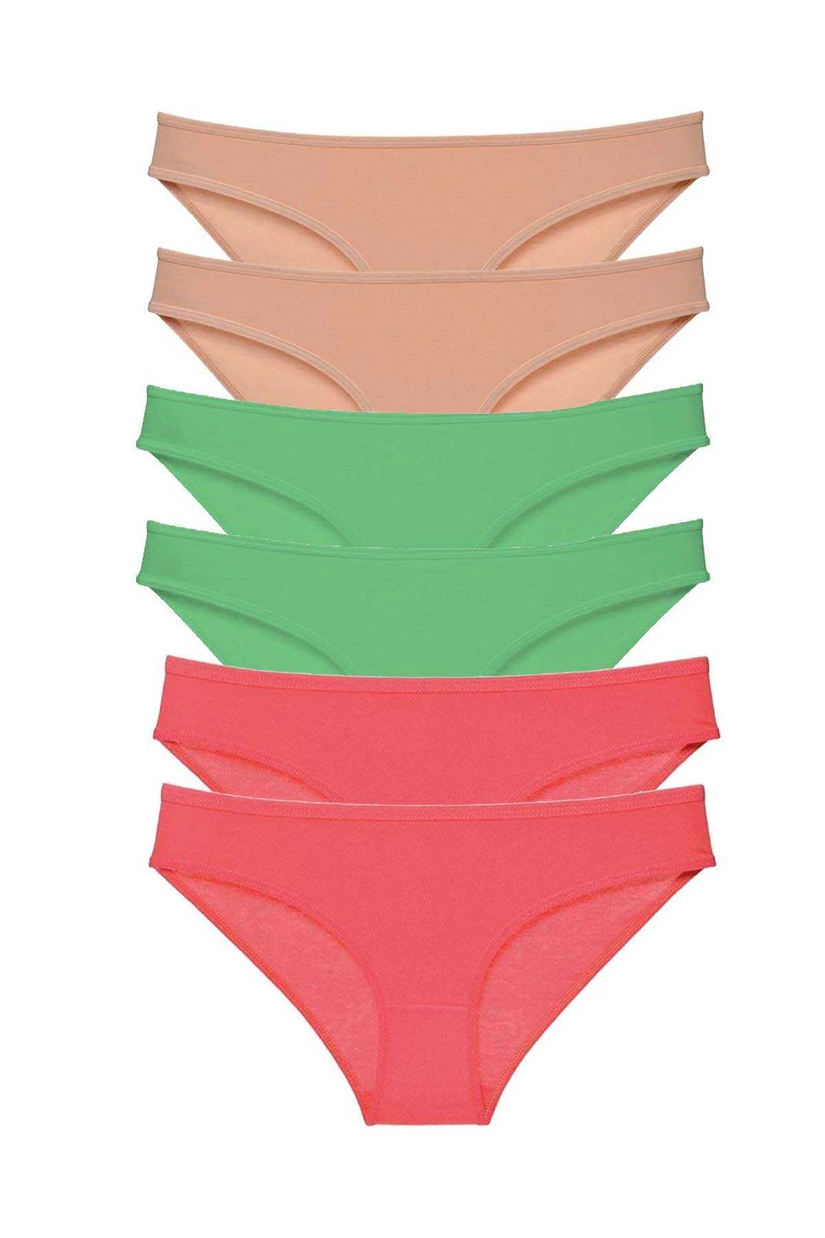 6 adet Süper Eko Set Likralı Kadın Slip Külot Ten Yeşil Fuşya - Just Cheap Store Görsel 2