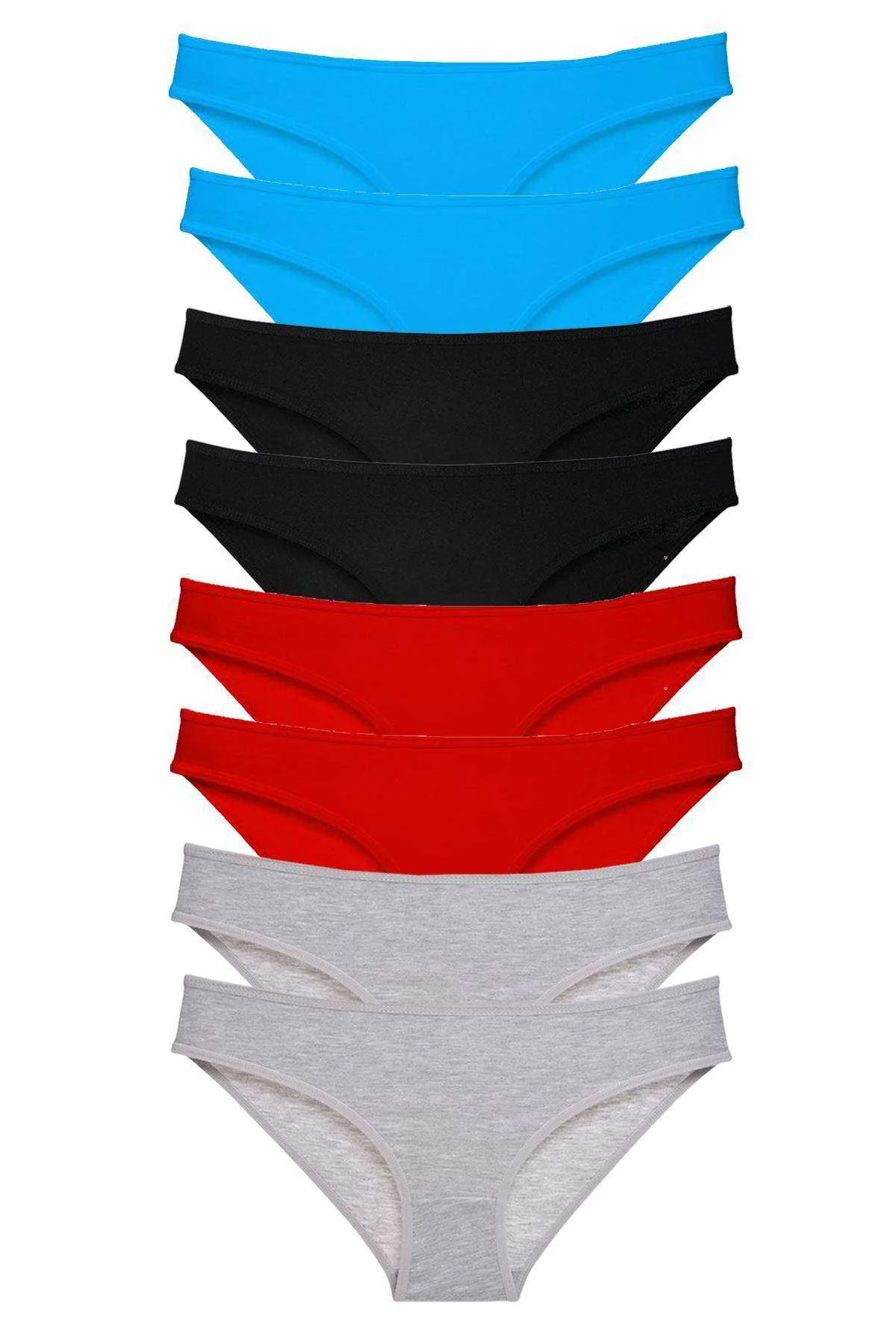 8 adet Süper Eko Set Likralı Kadın Slip Külot Siyah Kırmızı Gri Mavi - Just Cheap Store Görsel 2