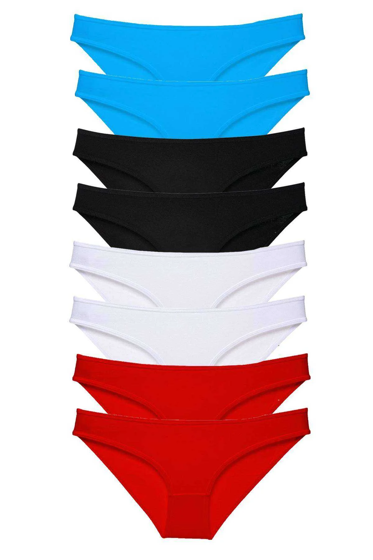 8 adet Süper Eko Set Likralı Kadın Slip Külot Siyah Kırmızı Beyaz Mavi - Just Cheap Store Görsel 2