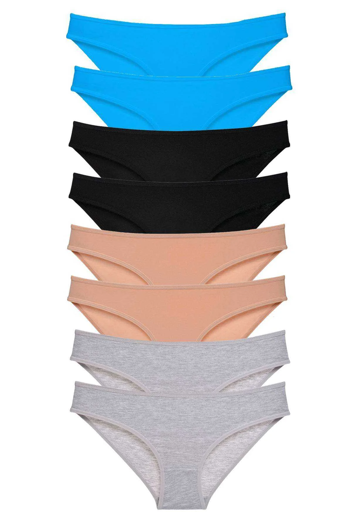 8 adet Süper Eko Set Likralı Kadın Slip Külot Siyah Ten Gri Mavi - Just Cheap Store Görsel 2