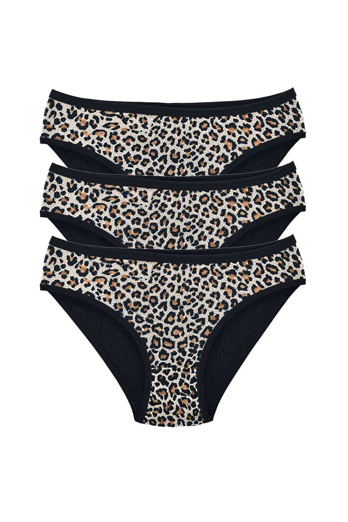 3 Adet Leopar Desenli Likralı Yumuşak Dokulu Kadın Slip Külot - Just Cheap Store Görsel 5