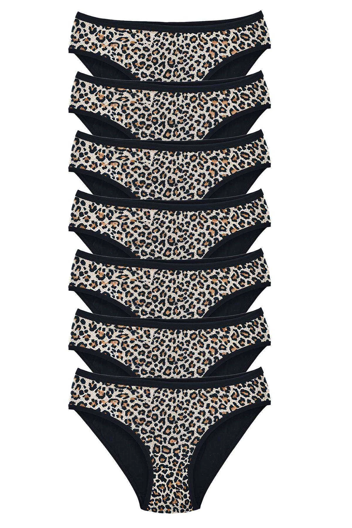 7 Adet Leopar Desenli Likralı Yumuşak Dokulu Kadın Slip Külot - Just Cheap Store Görsel 2