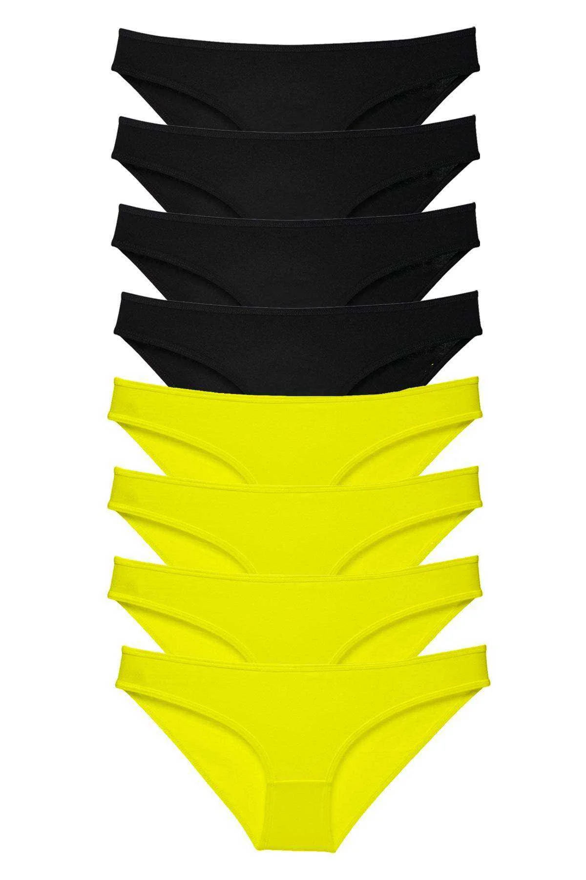 8 adet Süper Eko Set Likralı Kadın Slip Külot Sarı Siyah - Just Cheap Store Görsel 5